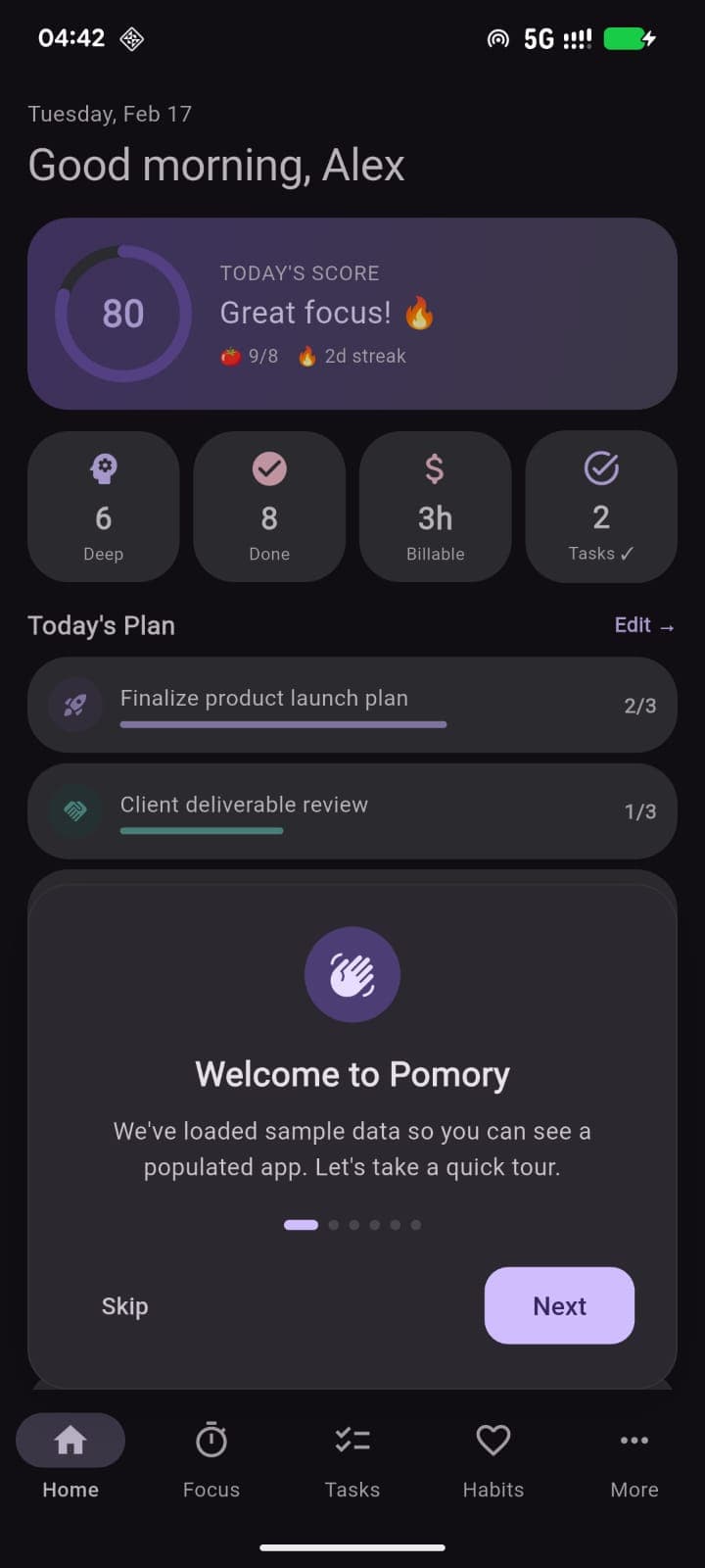 Pomory dashboard